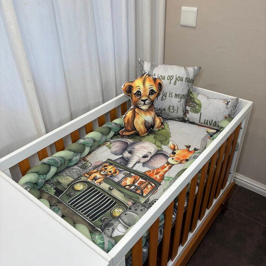 Grey Jungle Jeep Safari cot linen