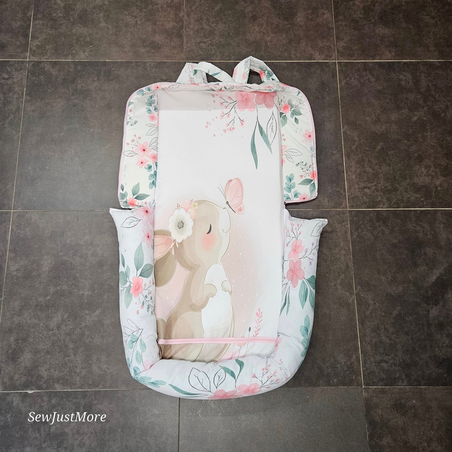 Soft Pink Boho Bunny travel nest Bag