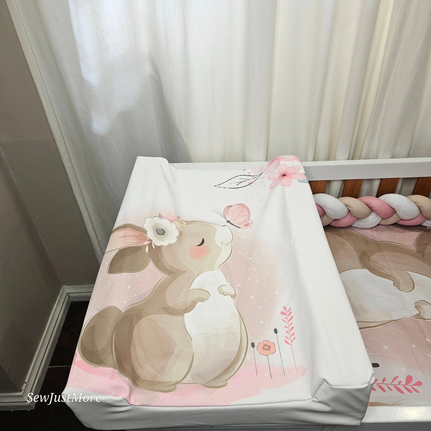 Soft Pink Boho Bunny cot linen