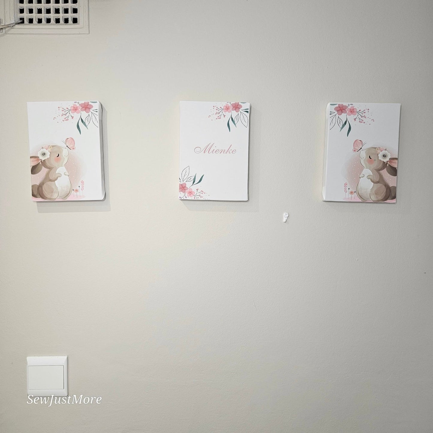 Soft Pink Boho Bunny canvas Set