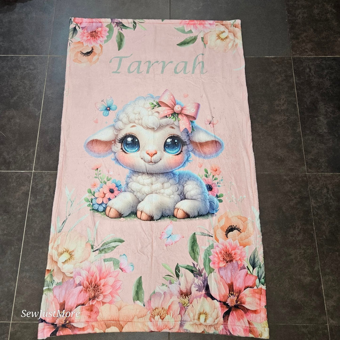 Sage Floral Lamb cot linen