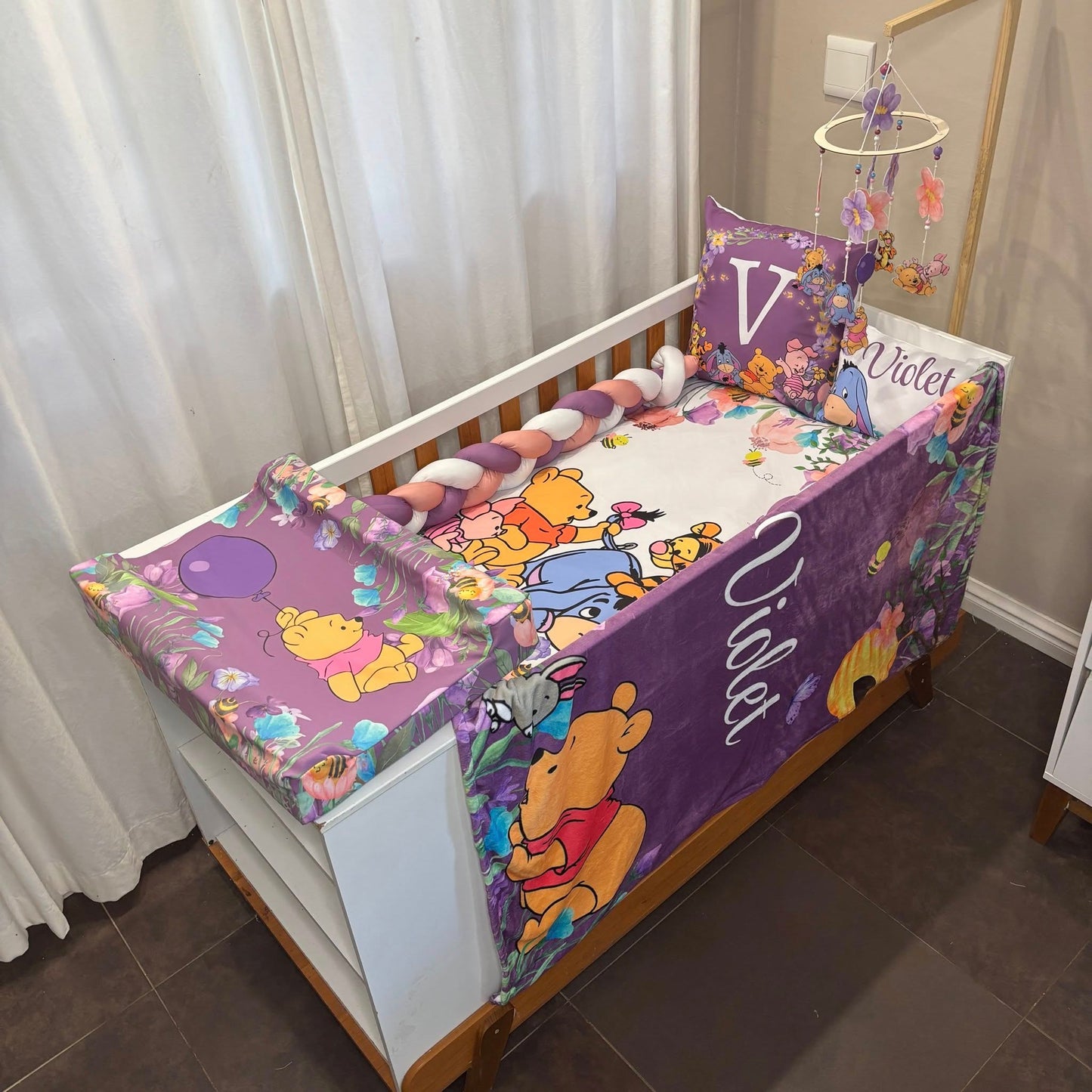 Violet and Baby Pooh Friends cot linen