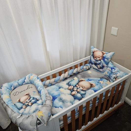 Dreamy Blue and Grey Teddy V2 Baby Nest