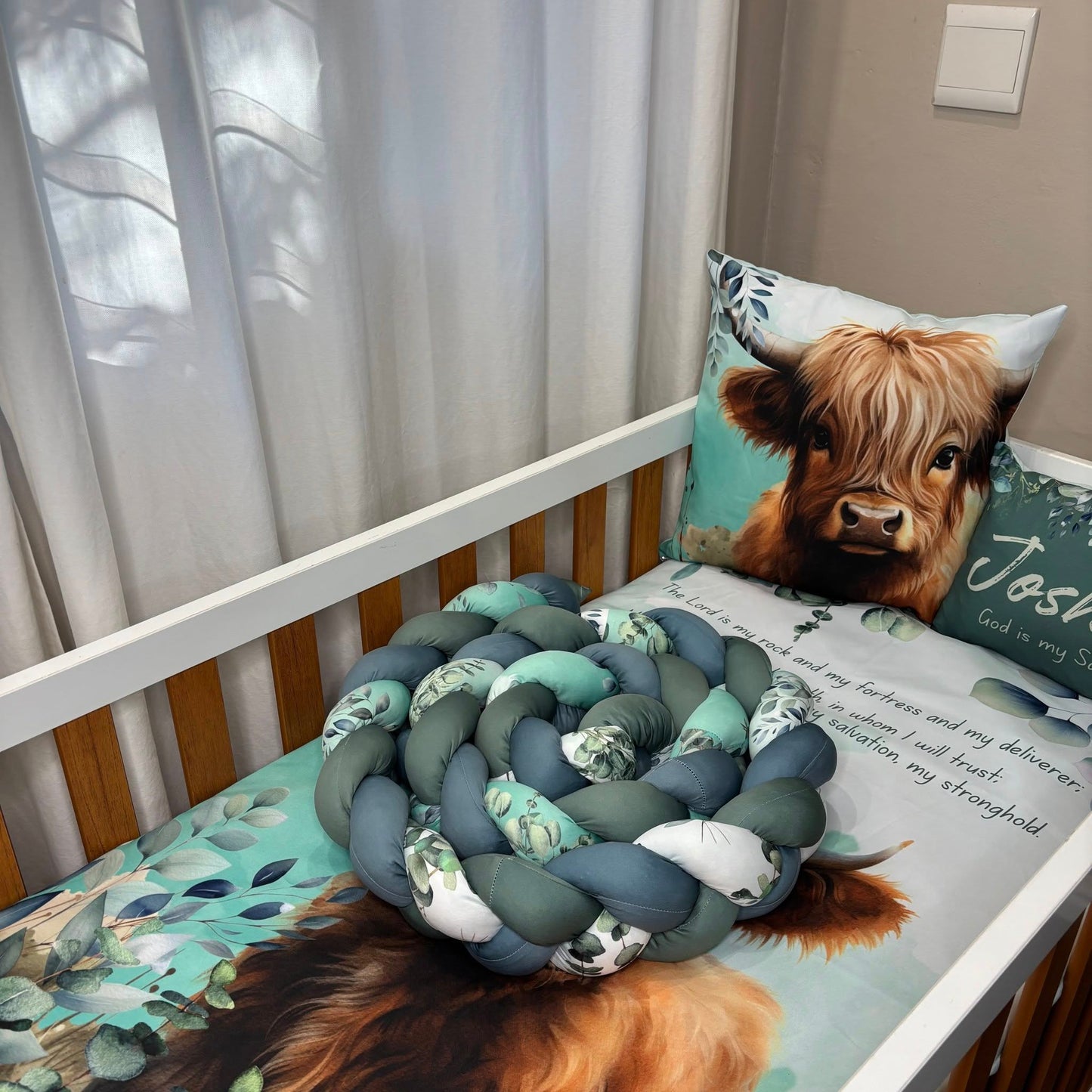 Joshua the Highland Cow Cot bumper