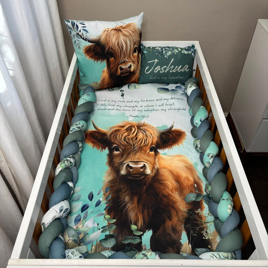 Joshua the Highland Cow cot linen