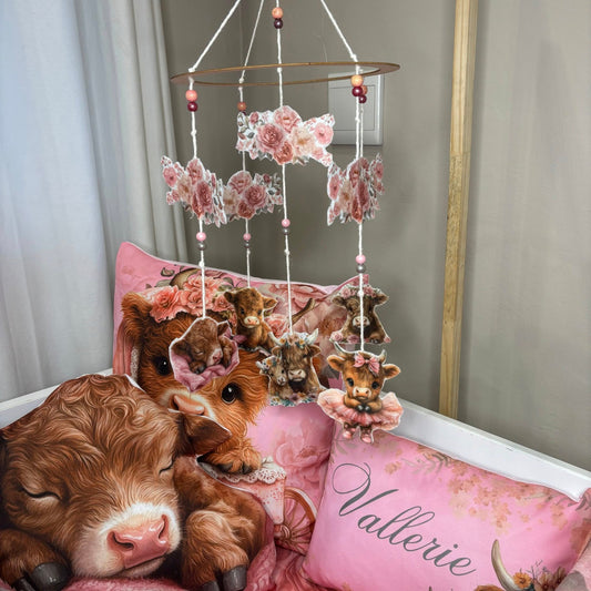 Harmonie the Highland Cow cot mobile