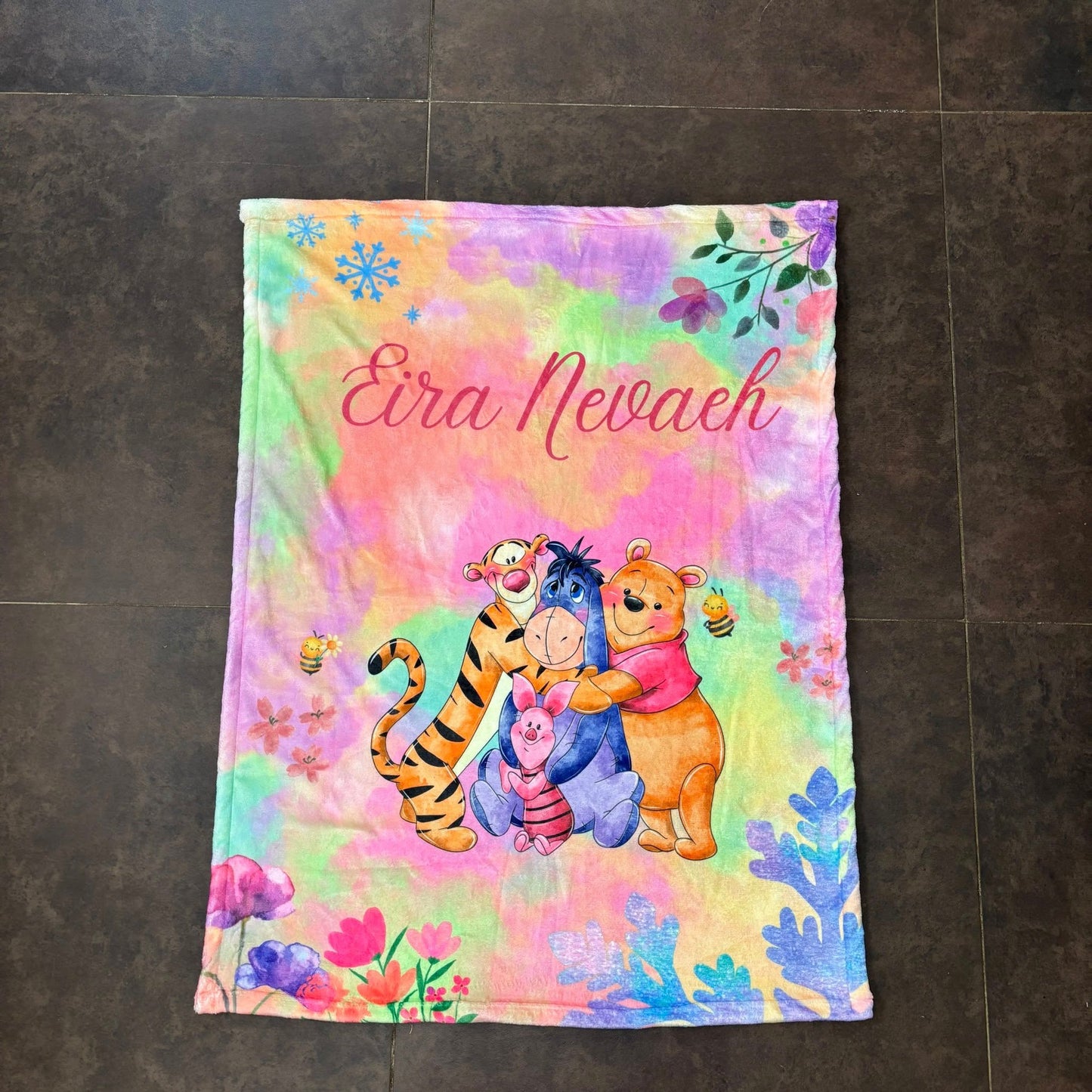 Wonderfully Colorful Pooh Fleece Blanket