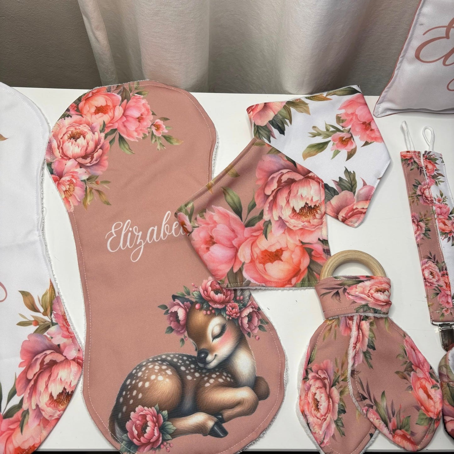 Boho Peony Deer cot linen