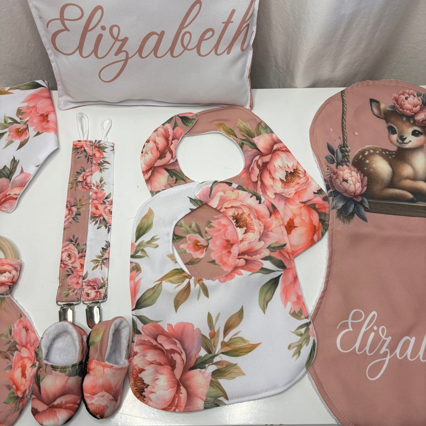 Boho Peony Deer cot linen