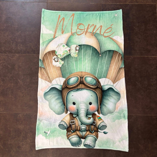 Baby Mint Ellie takes to the Sky!  Fleece Blanket