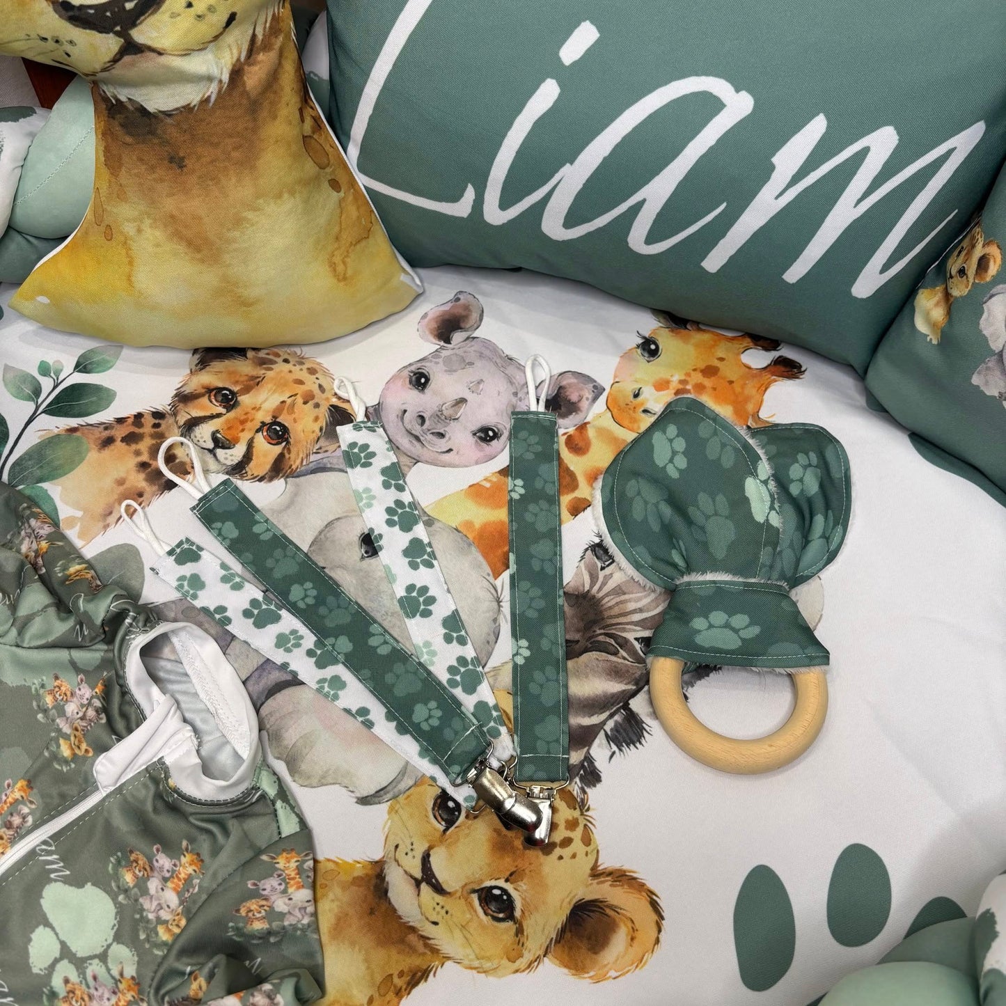 Pawesome Sage Safari Cot Linen