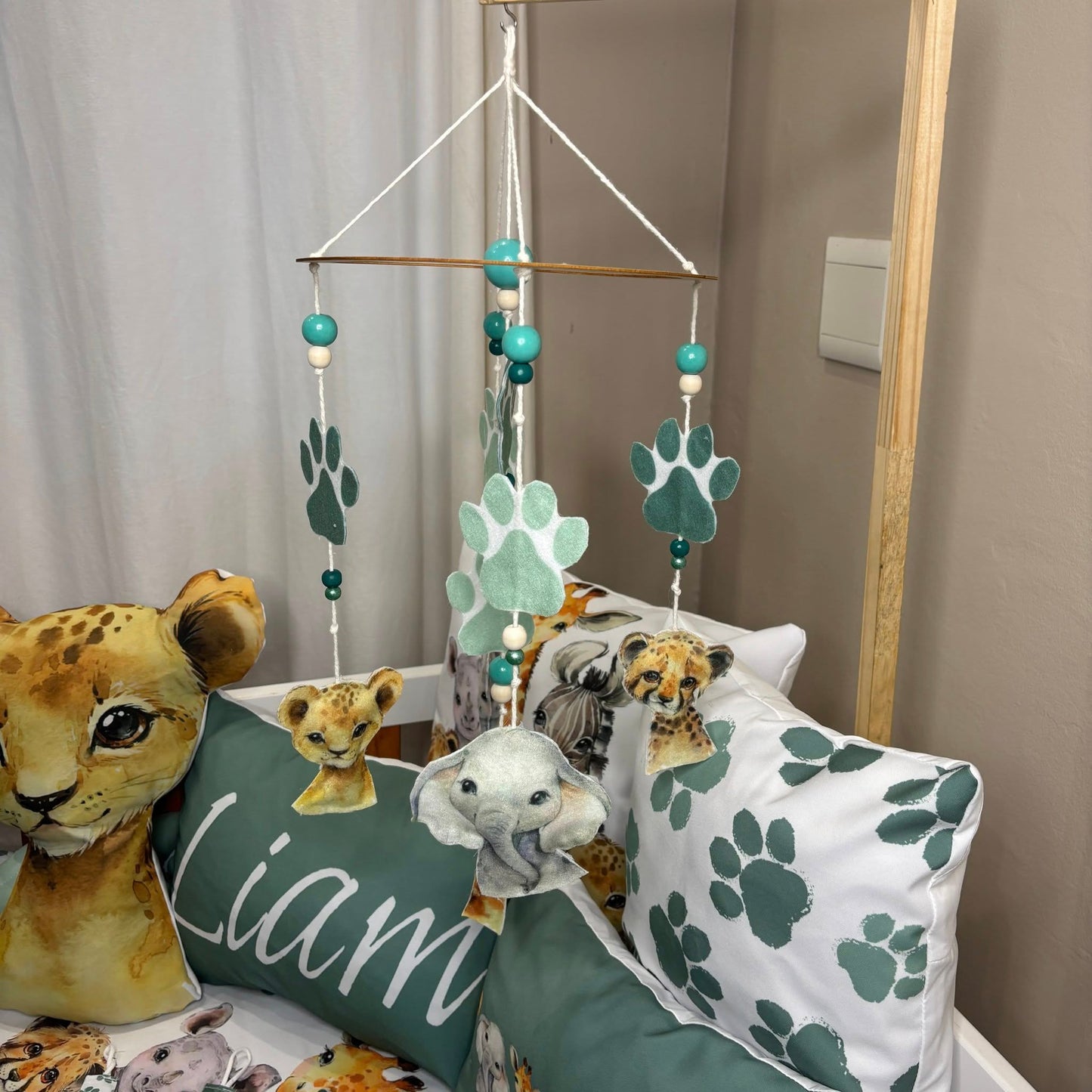 Pawesome Sage Safari Cot mobile