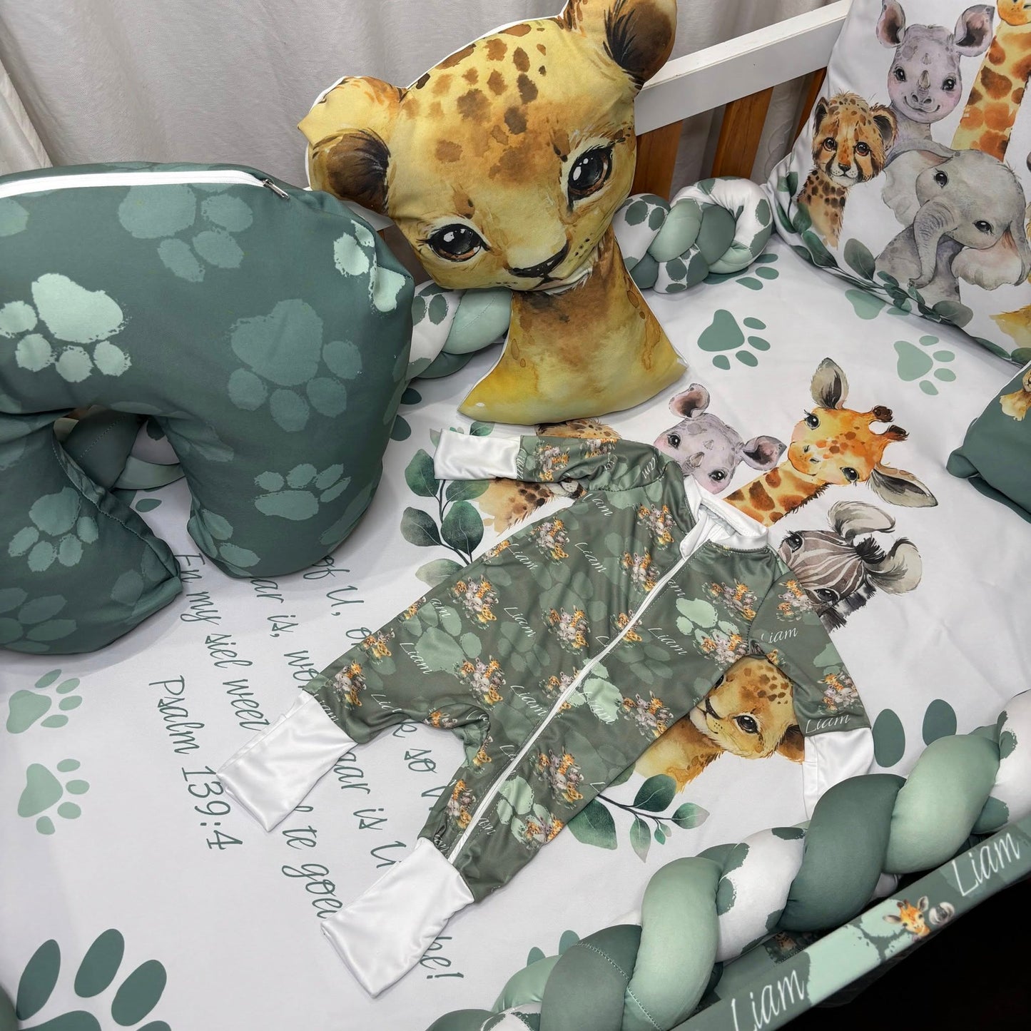 Pawesome Sage Safari Cot Linen