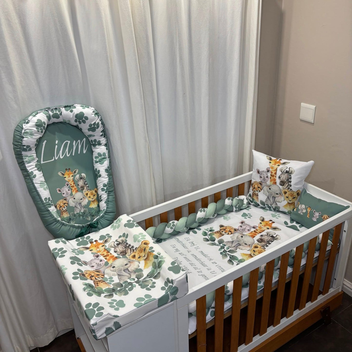 Pawesome Sage Safari Cot Linen