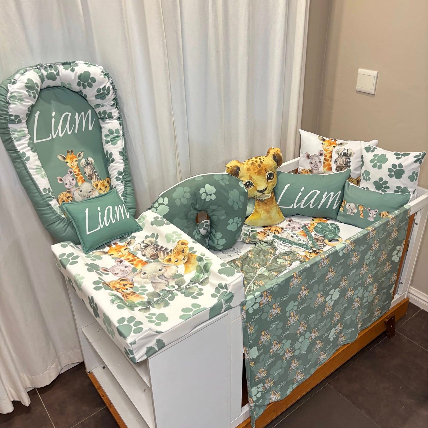 Pawesome Sage Safari Cot Linen