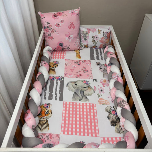 Pink Quilt Safari cot linen