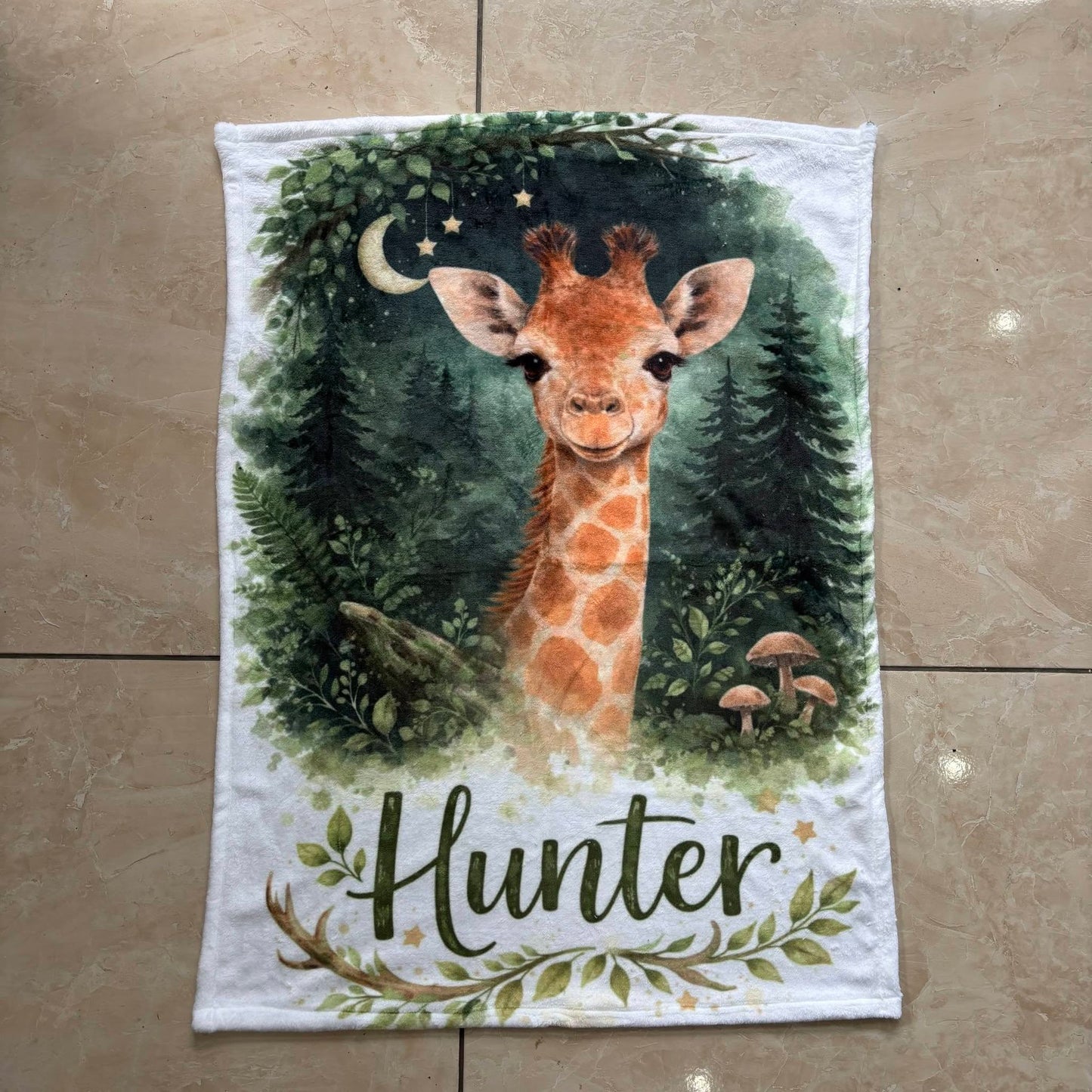 Boho Forest Giraffe Fleece Blanket