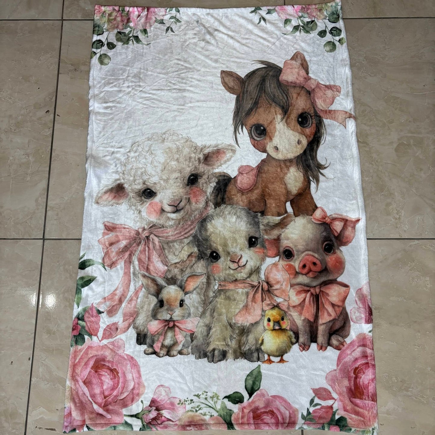 The Rosy Farm Fleece blanket