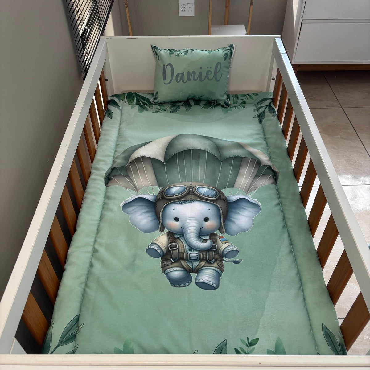 Sage Parachute Ellie cot linen