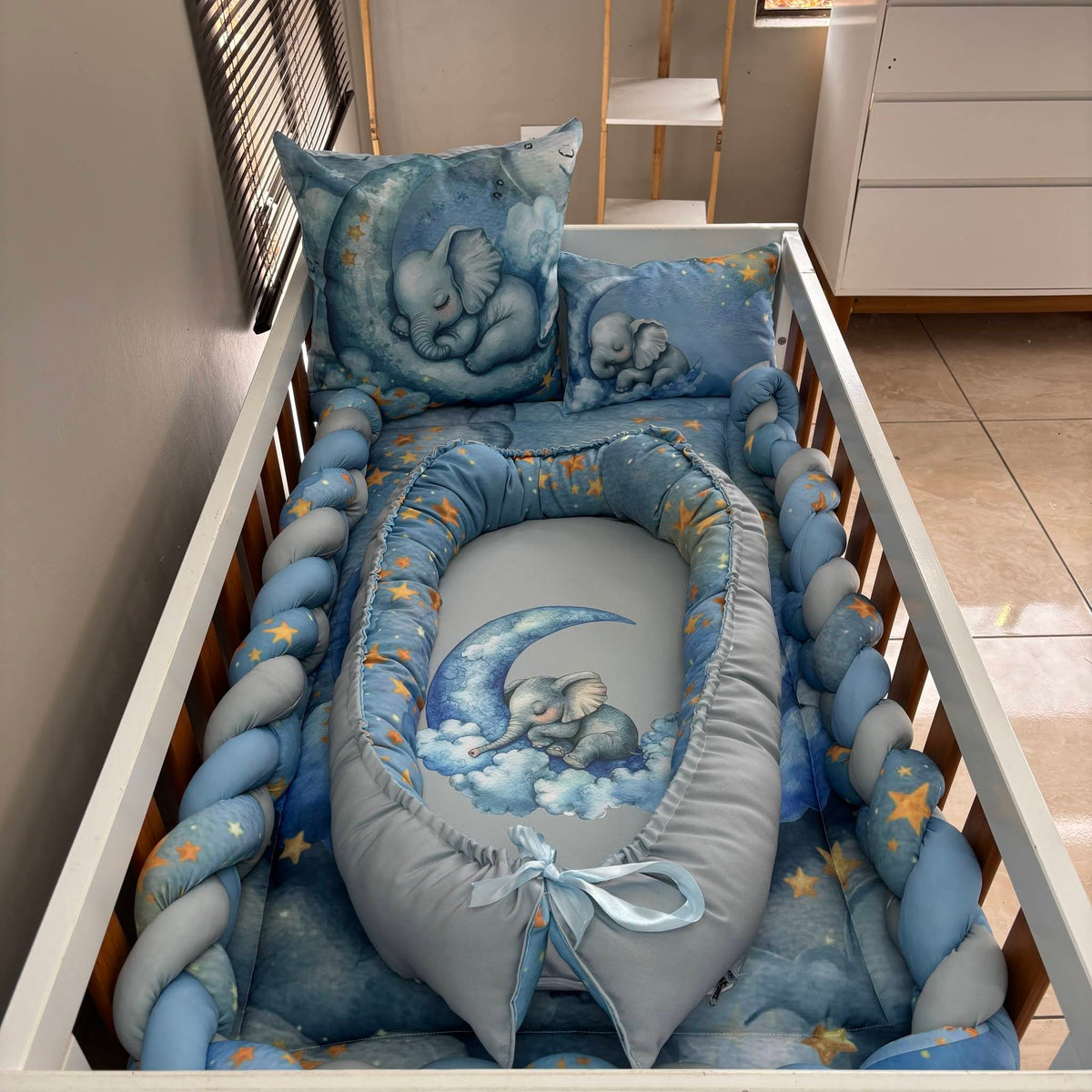 Dreamy Blue Elephant baby nest