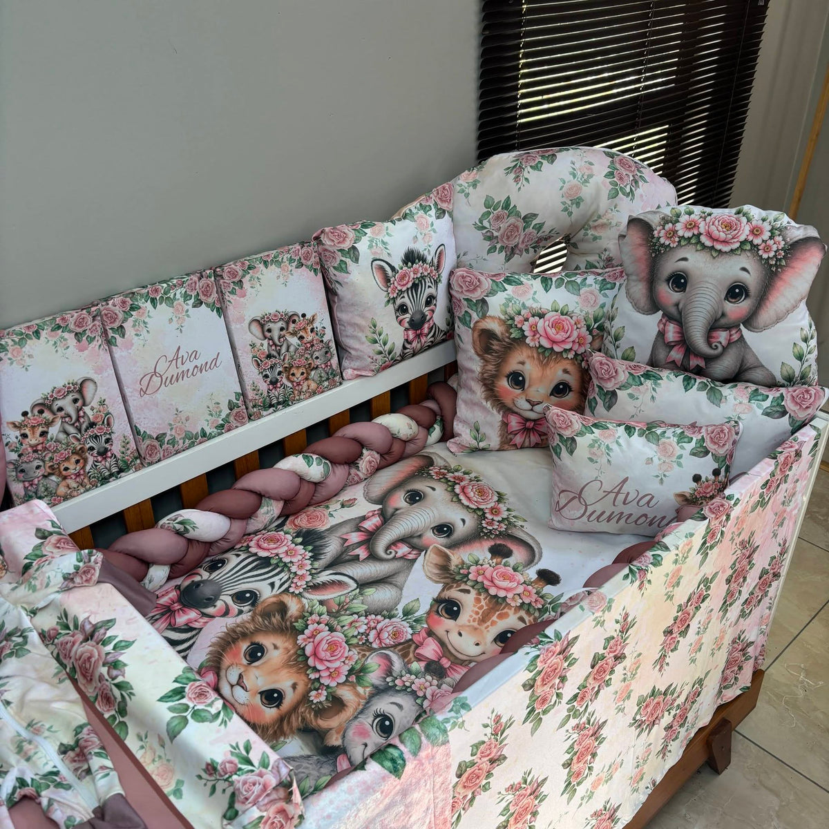 Modern Floral Safari cot linen