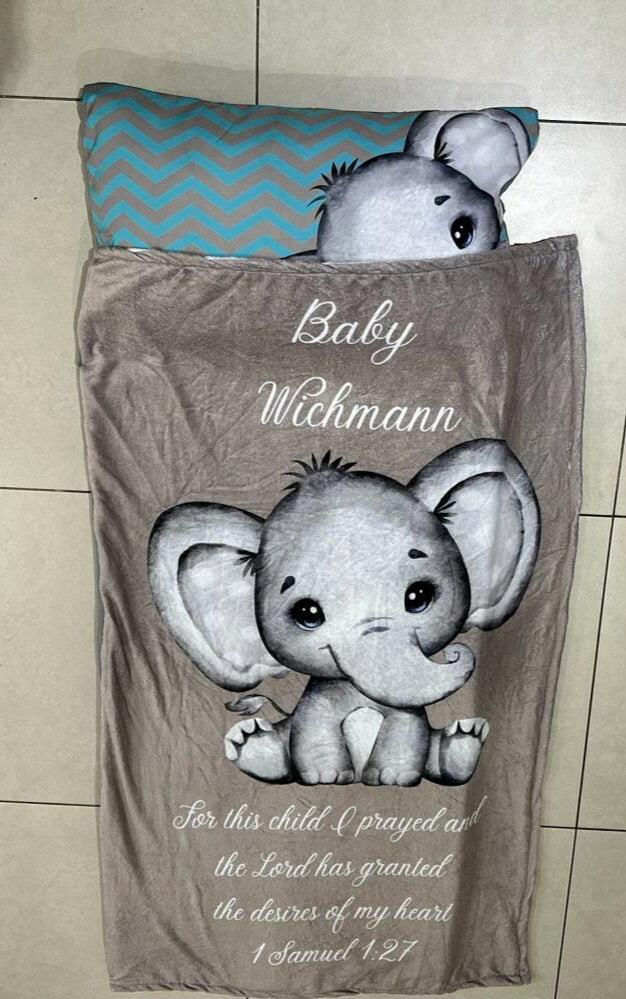 Grey and dark turquoise elephent - Sew Just More