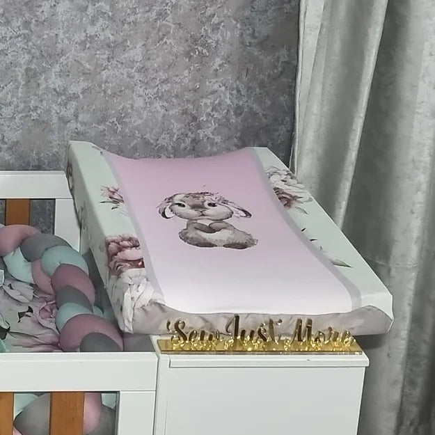 Mint Peony Bunny Changing Mat - Sew Just More