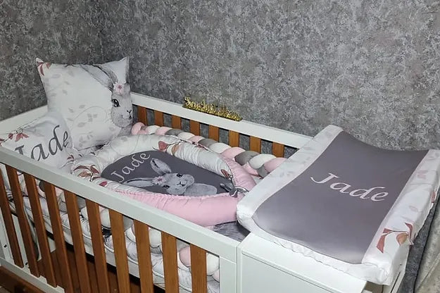 Sophisticated Baby Pink and Grey Bunny - Sew Just More