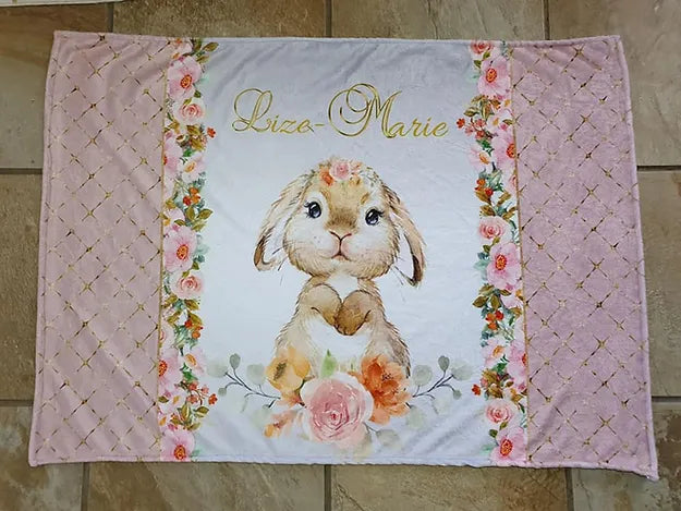 Golden Dusty Pink Bunny Blanket - Sew Just More