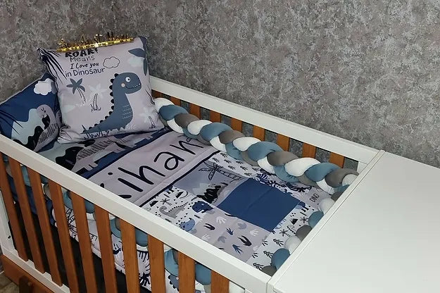 Quilted Steel blue and Baby Blue Dino - Sew Just More