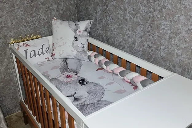 Sophisticated Baby Pink and Grey Bunny - Sew Just More