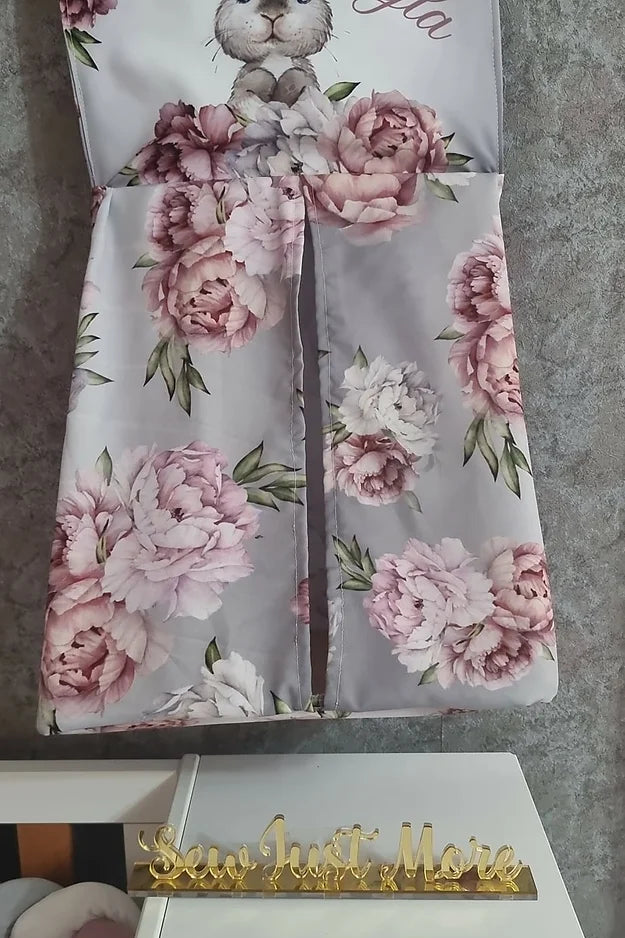 Silver Bunny Hanging diaper bag - Sew Just More