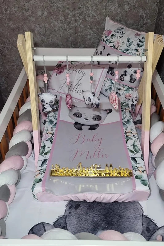 Baby Pink and Peony Panda Play Gym - Sew Just More