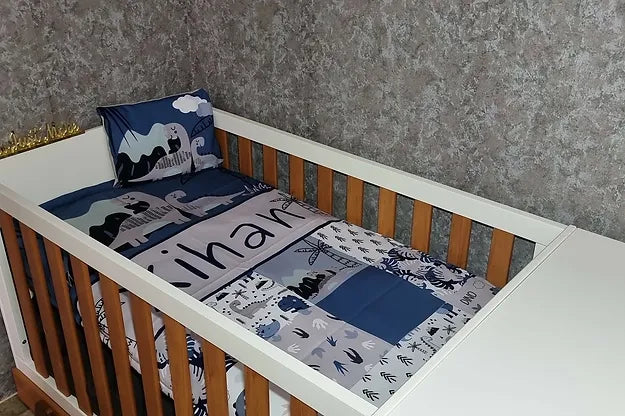 Quilted Steel blue and Baby Blue Dino - Sew Just More