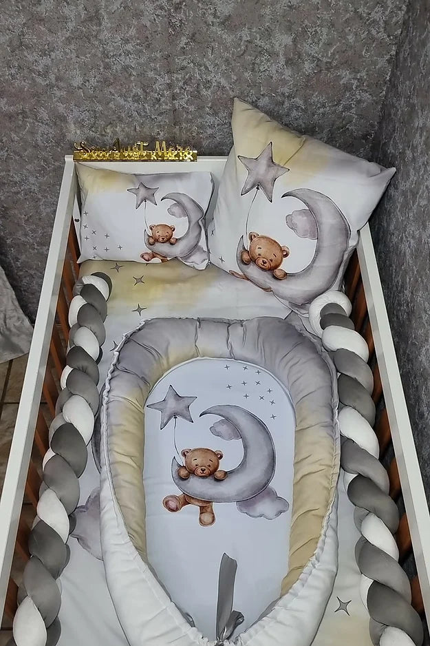 Dreamy Silver Teddy Baby Nest - Sew Just More