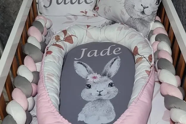 Sophisticated Baby Pink and Grey Bunny - Sew Just More