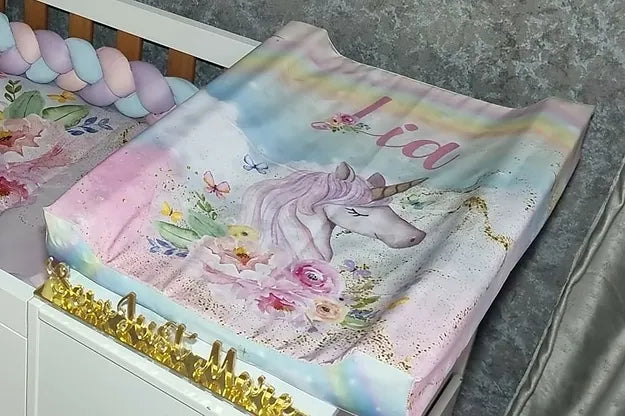 Rainbow floral Unicorn Changing Mat - Sew Just More