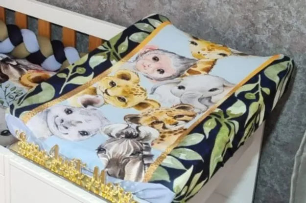 Navy and Baby Blue Safari Changing Mat - Sew Just More