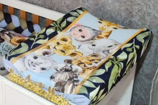 Navy and Baby Blue Safari Changing Mat - Sew Just More