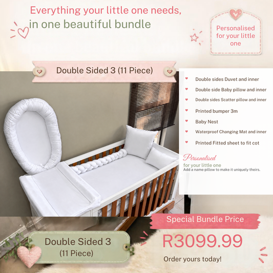 Double sided printed Combo 3 (11 pieces) custom Cot Linen
