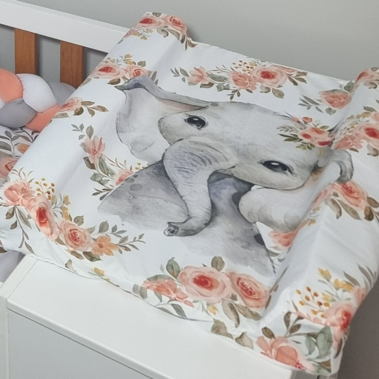 Peachy Floral Elephant