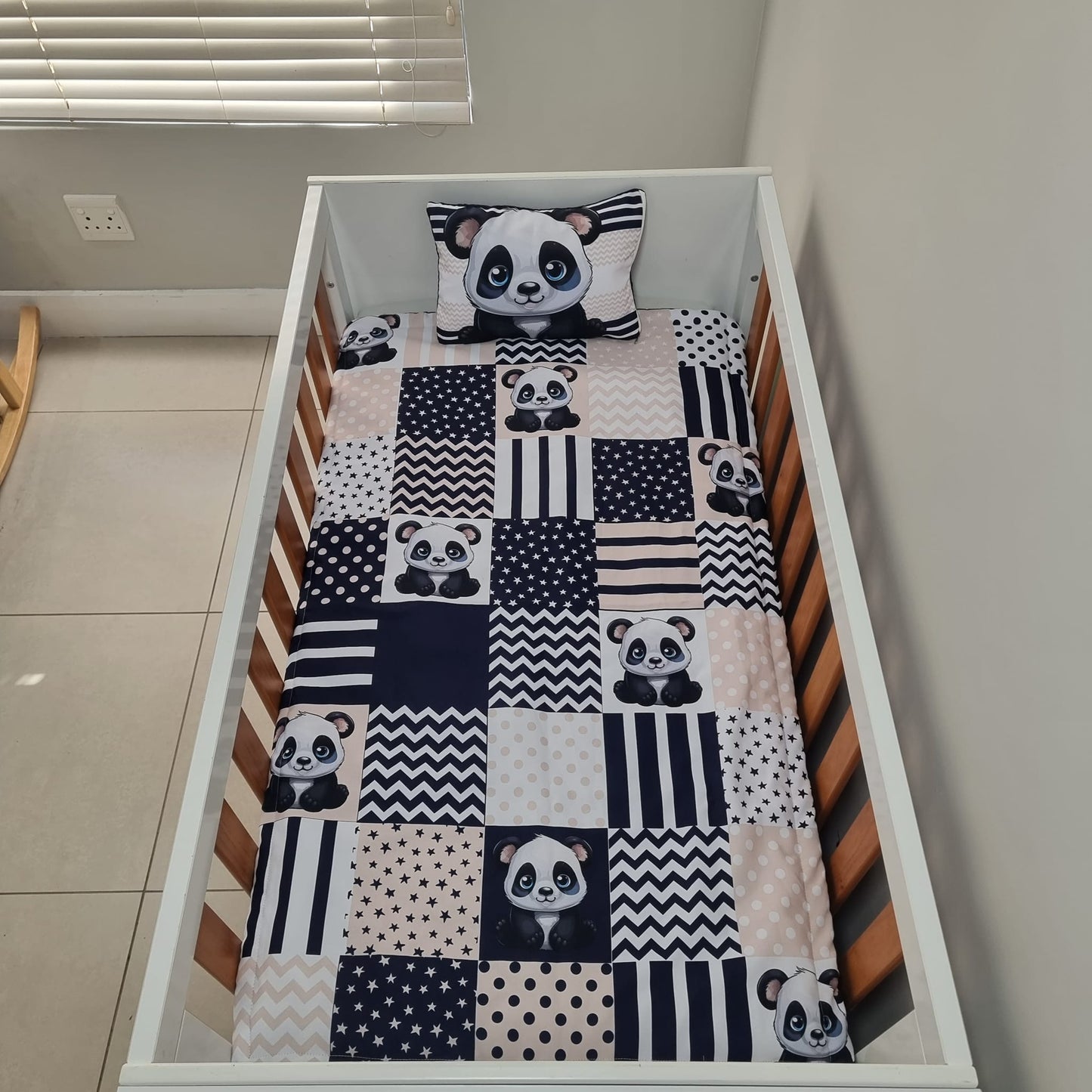 Navy and Beige Baby Panda