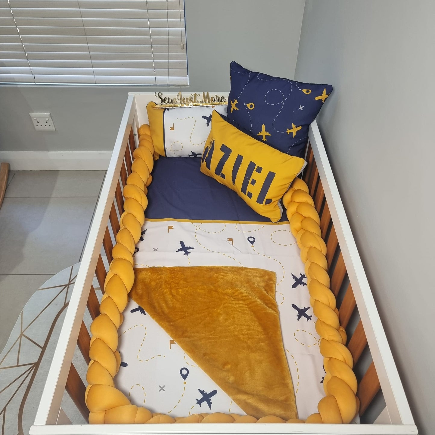 Navy and Mustard Airplane - Sew Just More