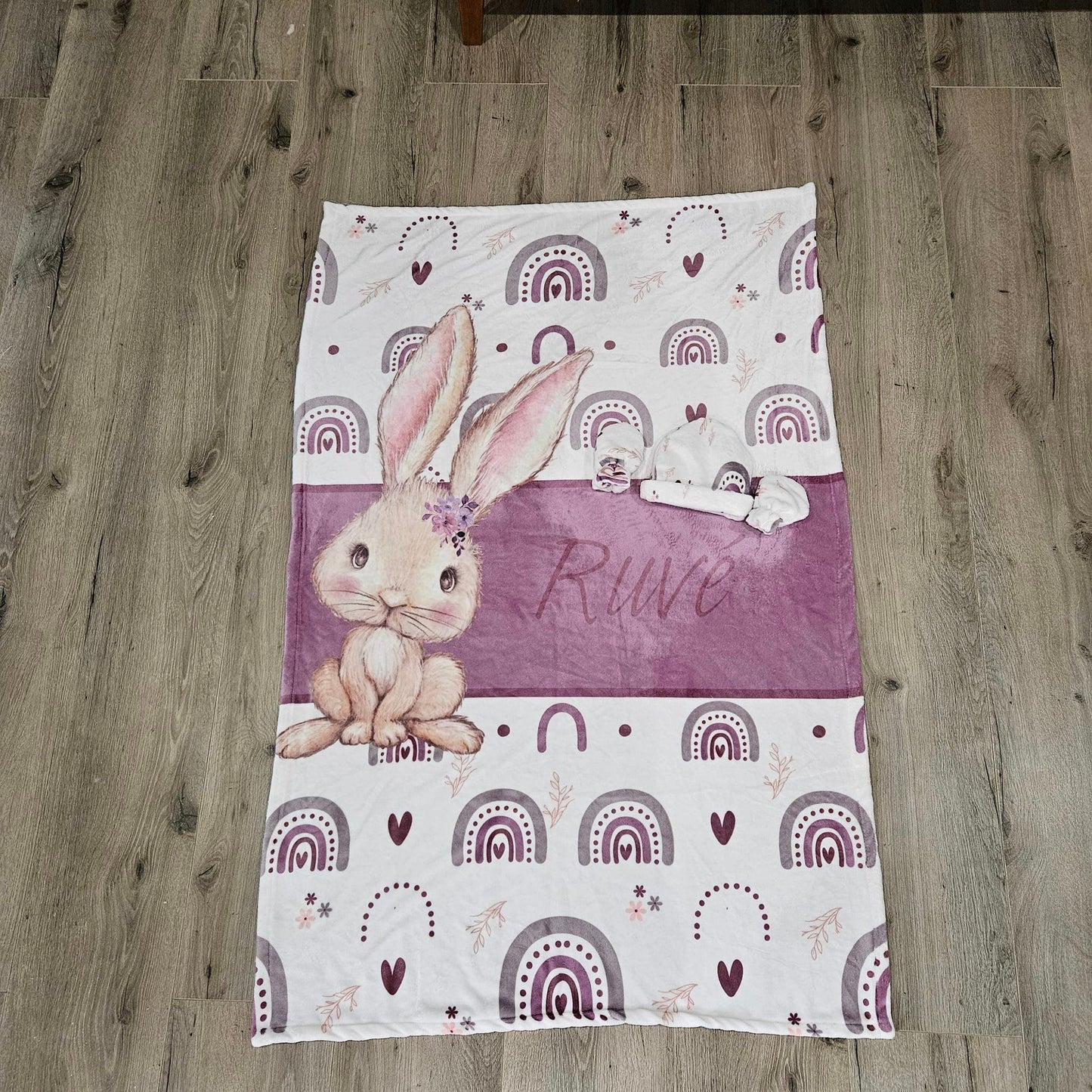 Purple boho bunny cot linen