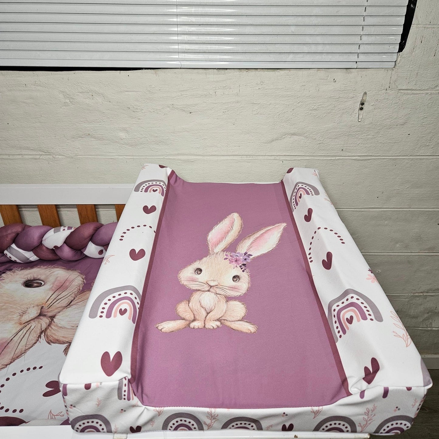 Purple boho bunny cot linen