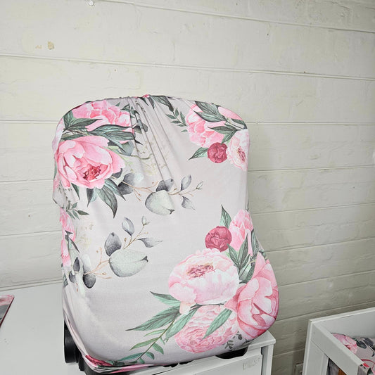 Eucalyptus Peony Bunny  car seat cover