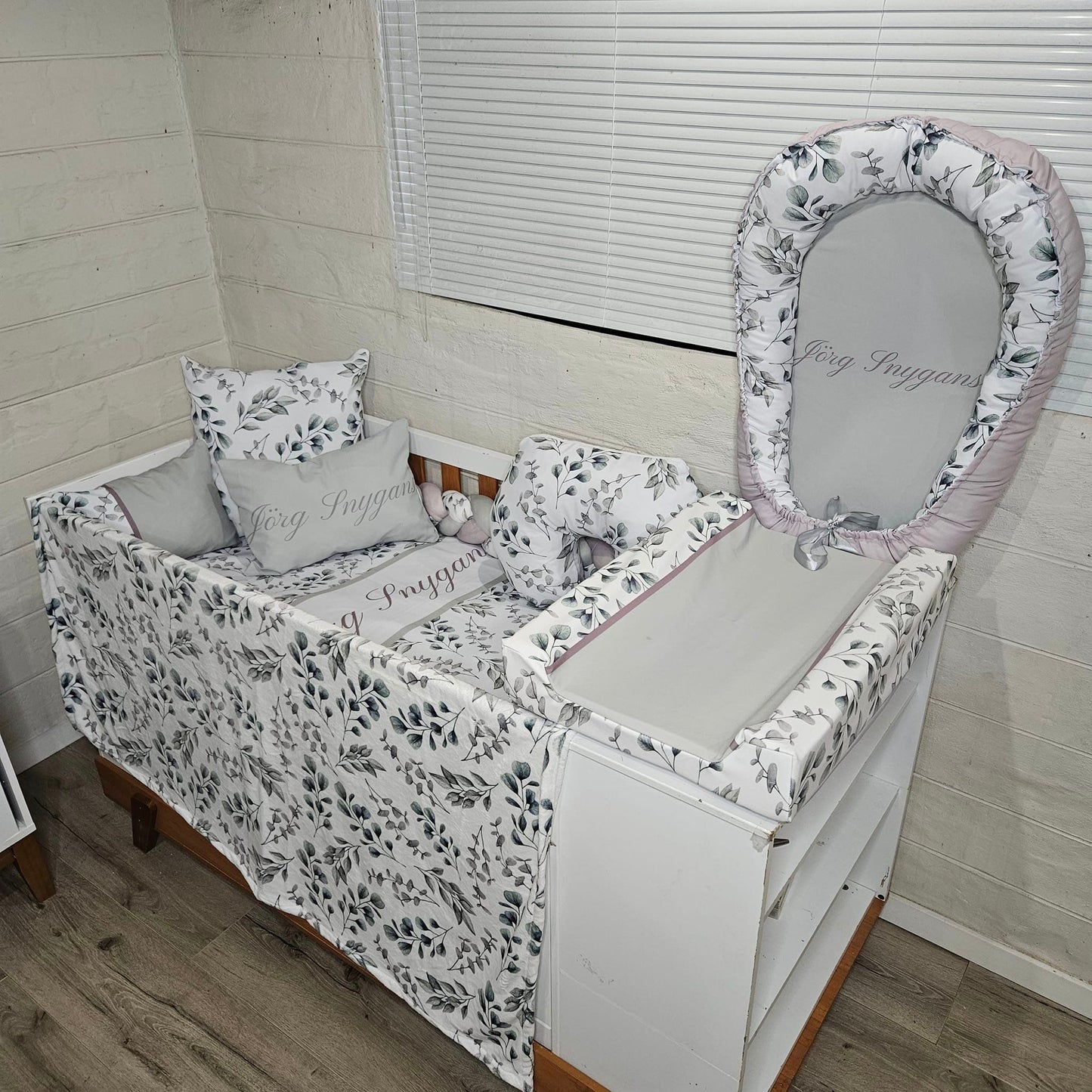 Sage Pennygum cot linen