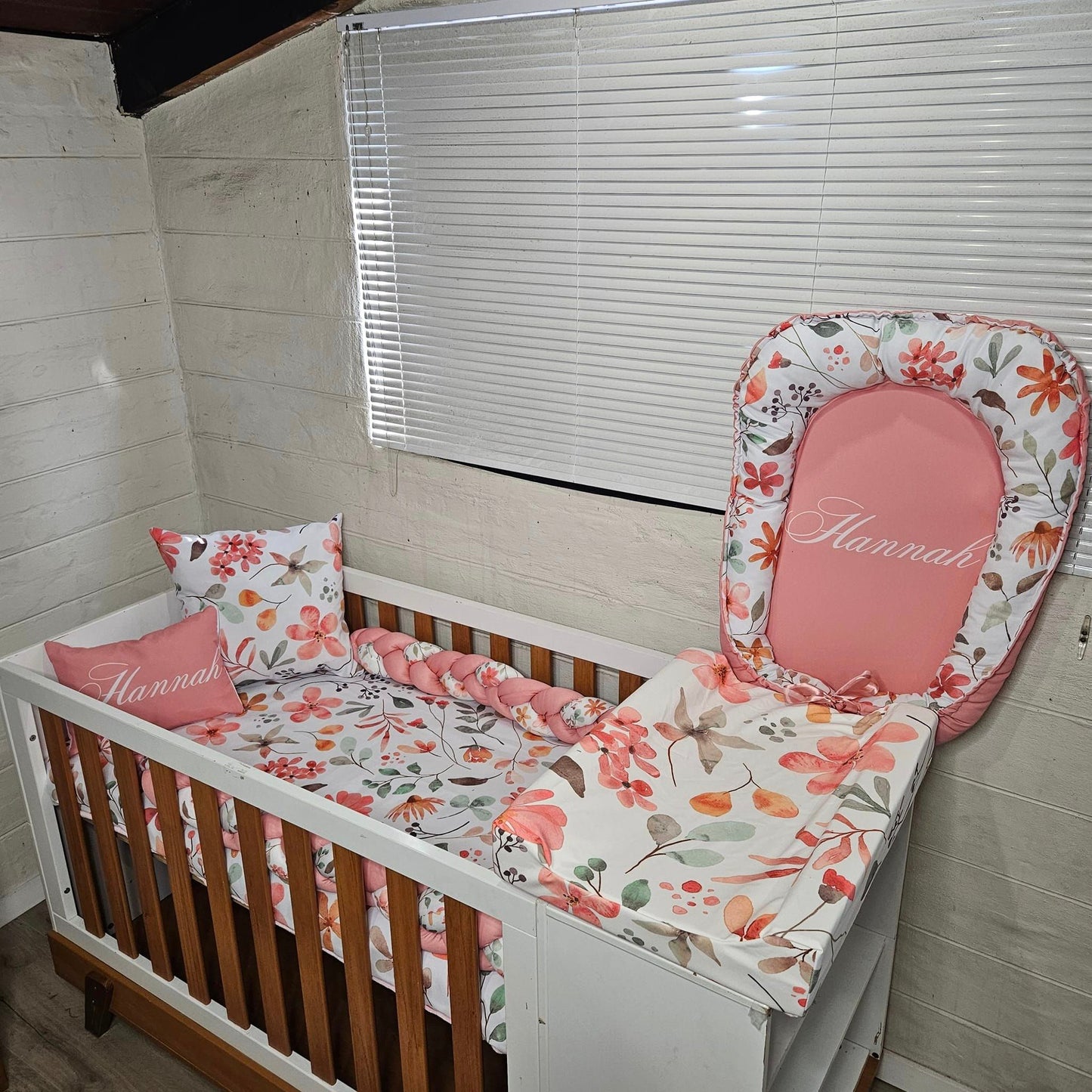 Boho Pink Floral cot linen Set
