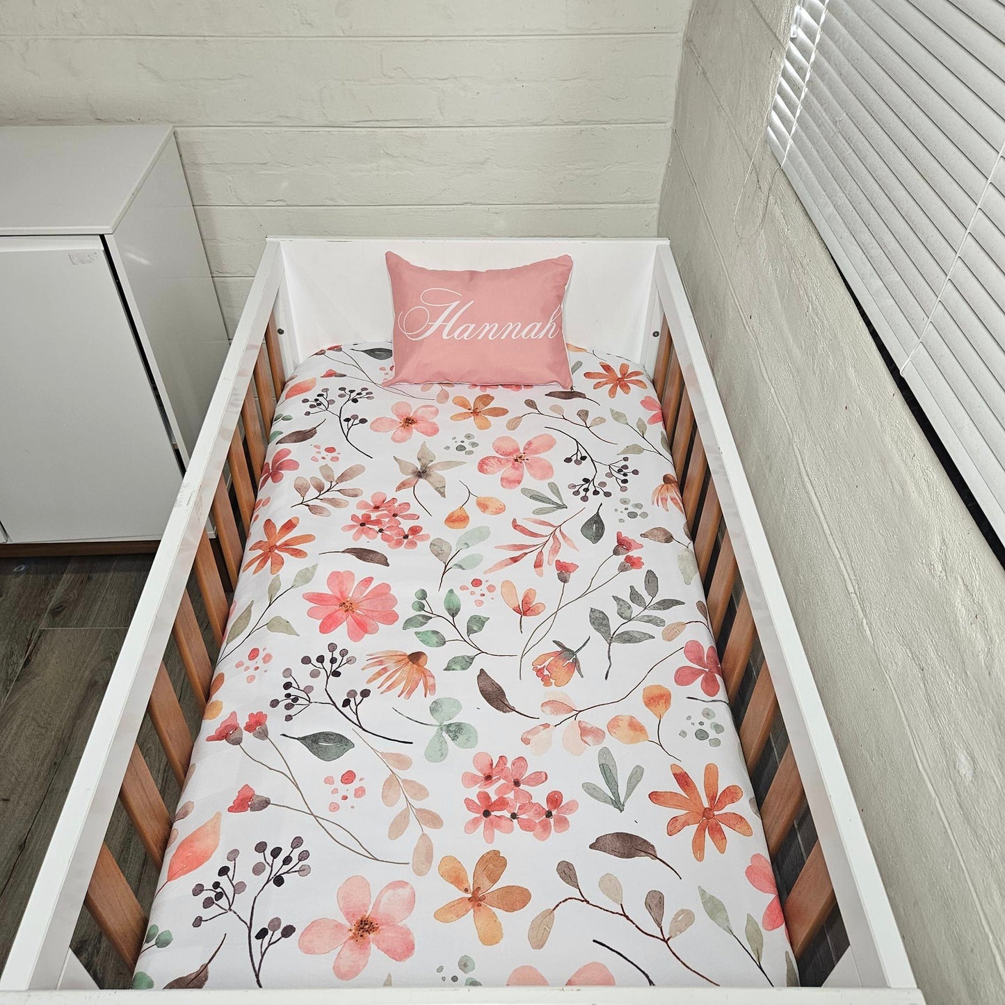 Boho Pink Floral cot linen Set