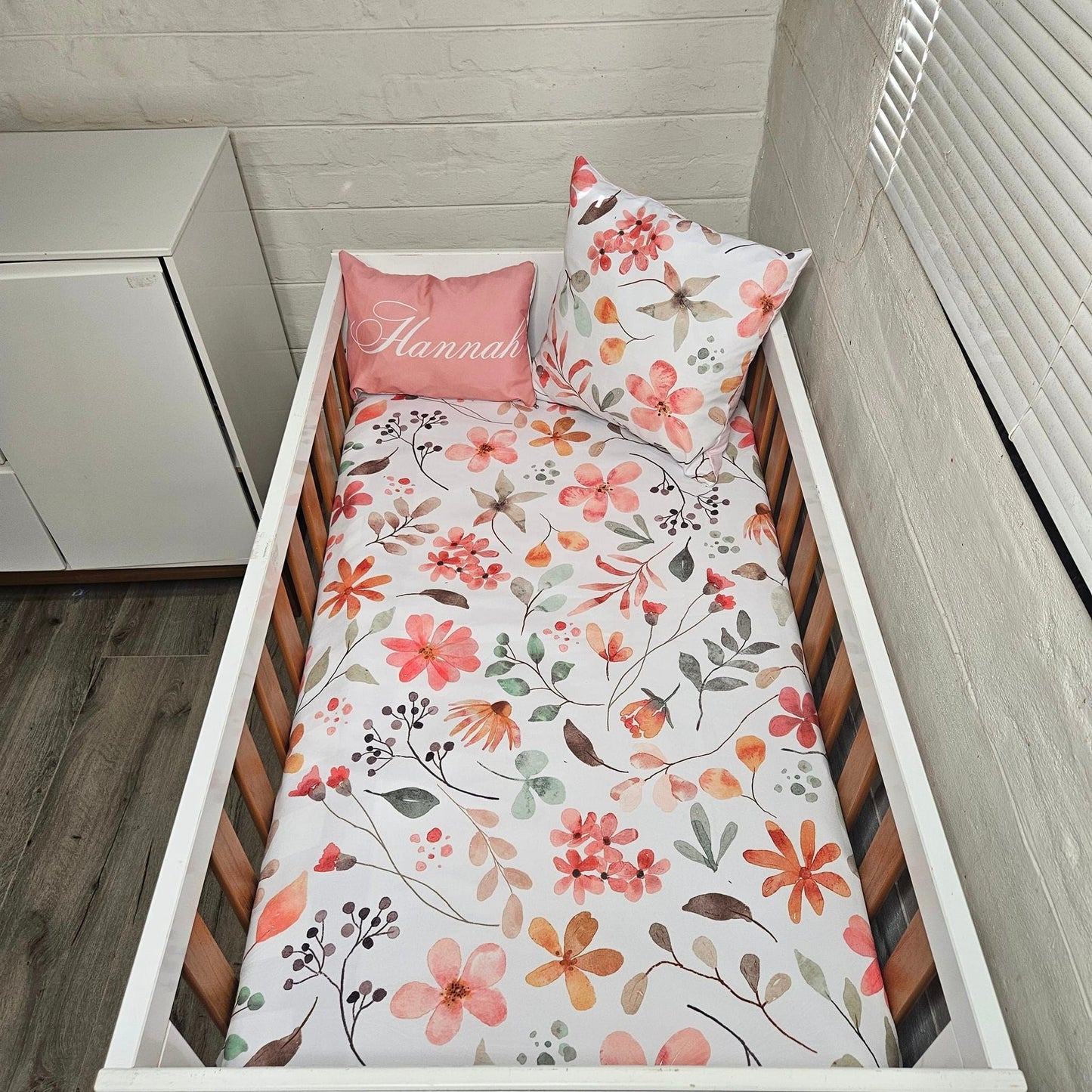 Boho Pink Floral cot linen Set